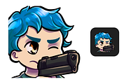 12 Blue Hair Chibi Boy Twitch Emotes, an Illustration by Custom Fonts & Patterns (Thumbnail 9 of 12)