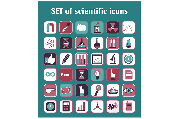 Set Of 36 Scientific Icons