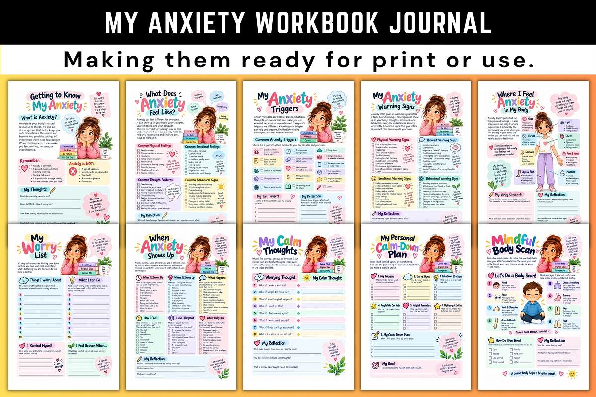 My Anxiety Workbook Journal, a Stationery Template by Designmela01 (Photo 2 of 6)