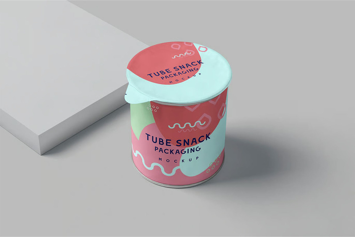 Tube Snack Packaging Box Mockups, a Packaging Mockup by megostudi0 (Photo 5 of 6)
