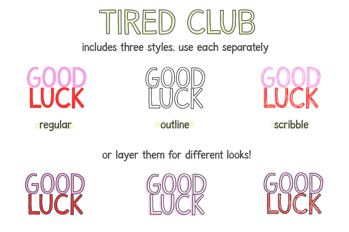 Tired Club | Outline Font Trio, a Handwritten Font by KA Designs (Photo 14 of 16)