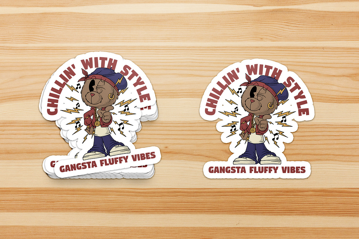 Retro Bear Mascot in Hip-Hop Style, a Branding & Logo Template by Judsart (Photo 3 of 3)