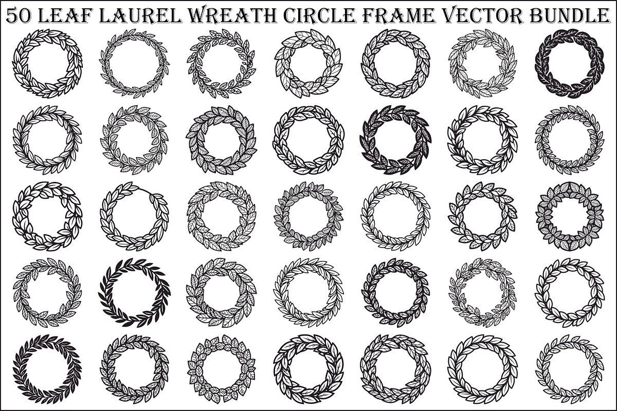 Leaf Laurel Wreath Frame Bundle, an Illustration by Gaye Art (Photo 1 of 51)
