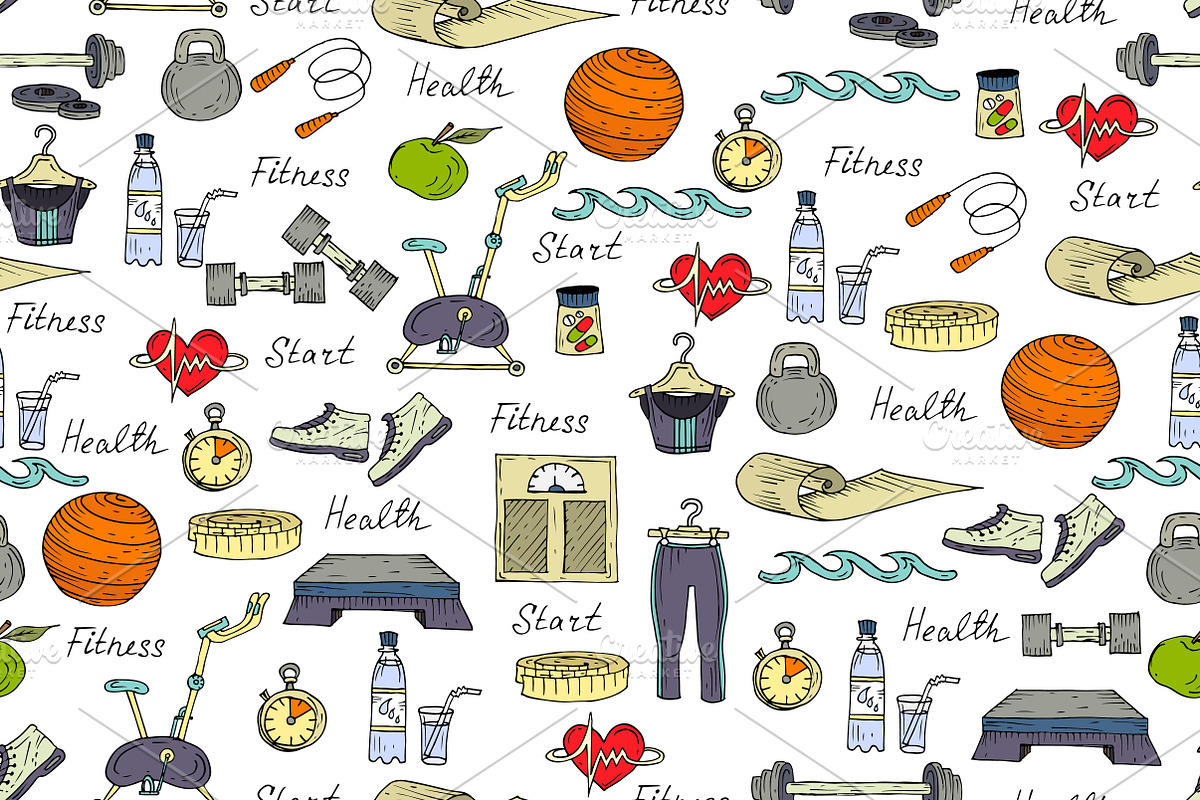 Pattern with symbols of fitness