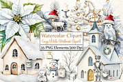 Cozy White Christmas Clipart Set, an Illustration by DreamCafeArt (Thumbnail 1 of 4)