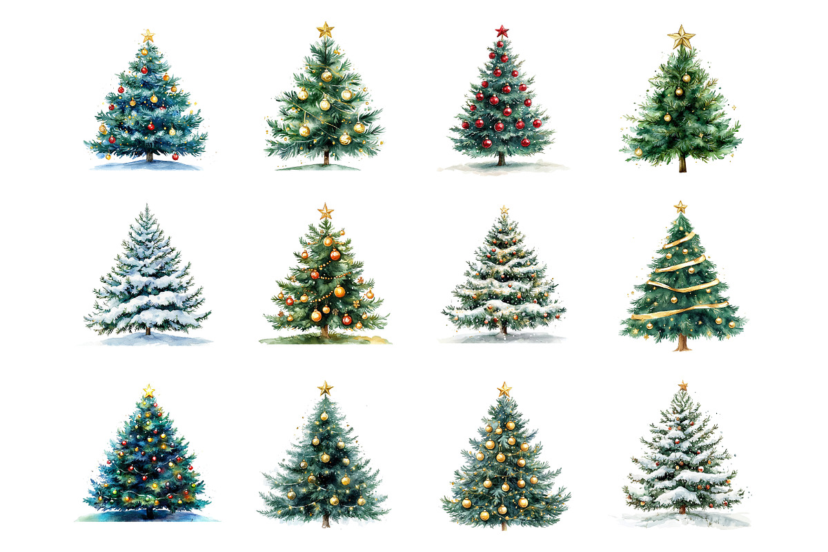 Whimsical Christmas Tree Clipart PNG, an Illustration by SinaCreation (Photo 2 of 7)