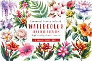 Watercolor Tropical Flowers Clipart, an Illustration by CreationArt (Thumbnail 1 of 5)