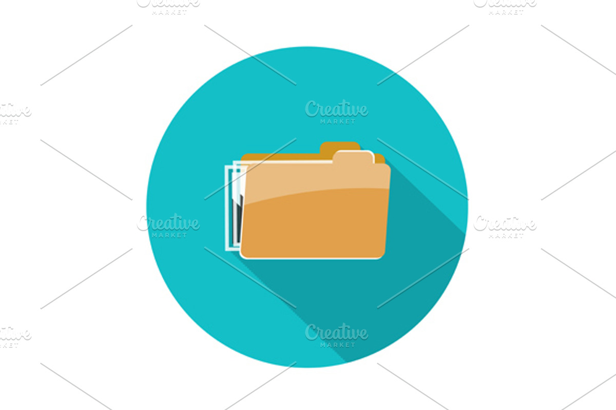 Set folder icon, isolated on blue ba preview 2