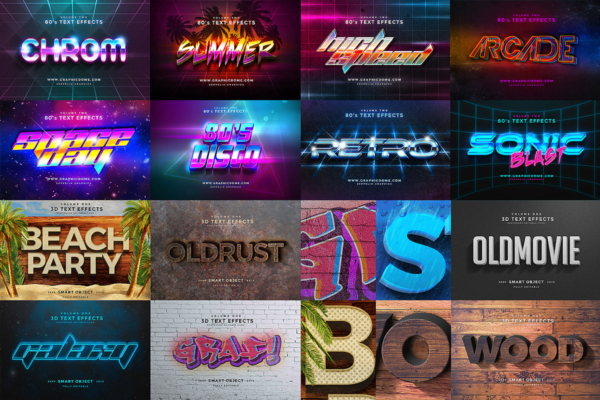 50 Text Effects Bundle, a Brushes & More by Graphicdome (Photo 3 of 5)
