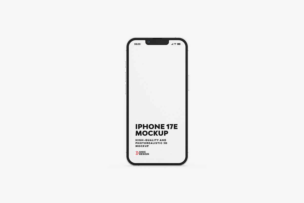 iPhone 17e Mockup, an iPhone Mockup by UnicDesign (Photo 2 of 9)