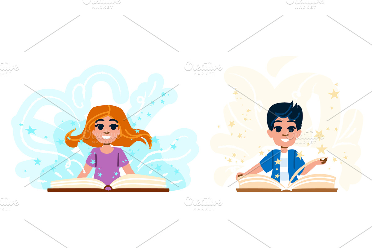 s spell book kid vector, a Person Illustration by pikepicture