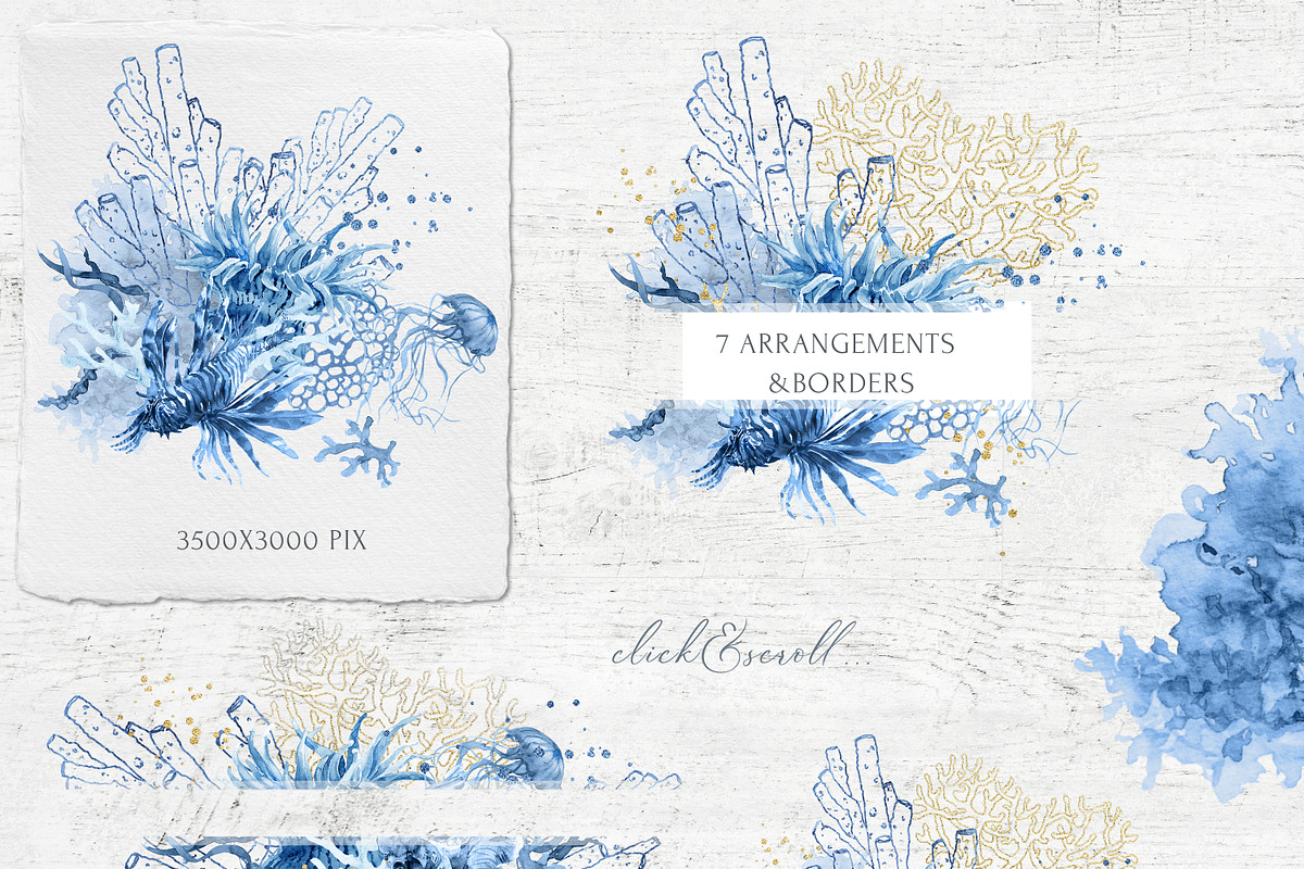INTO THE DEEP Watercolor Collection, an Illustration by Cat In Colour (Photo 2 of 8)