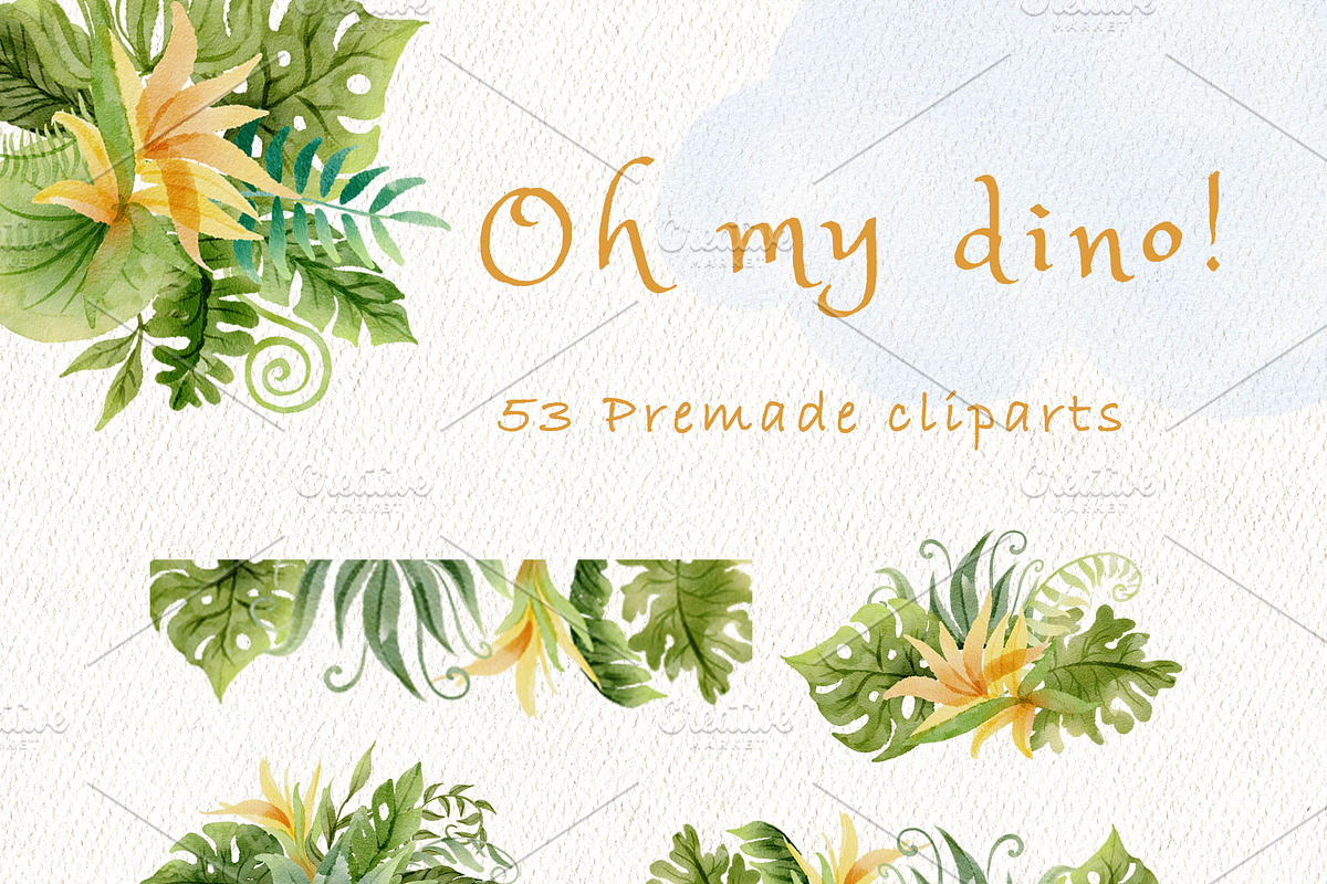 Baby dinosaur watercolour clipart, an Animal Illustration by heyiamalice (Photo 2 of 13)