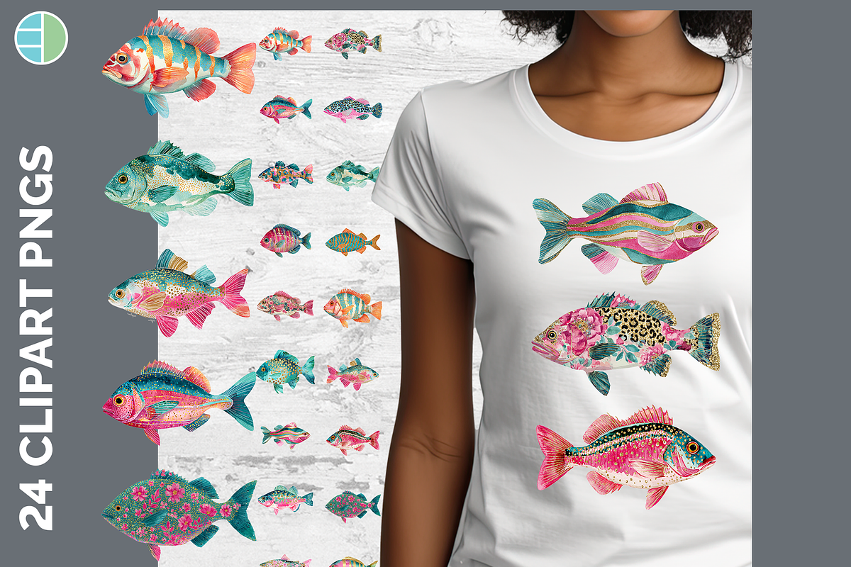 Preppy Fish Clipart Bundle, 22 PNG, an Animal Illustration by Enliven Designs (Photo 1 of 8)