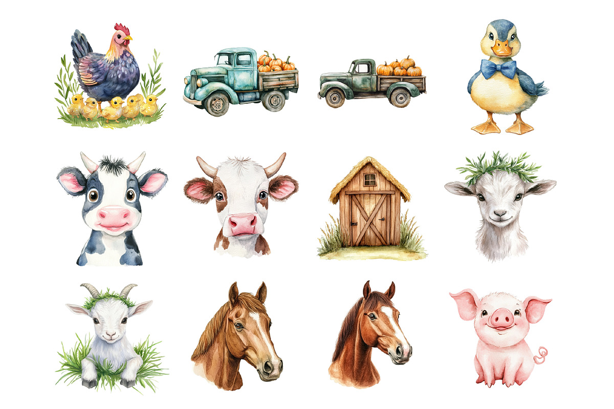 Cute Farm Clipart, an Illustration by Design Market (Photo 2 of 3)