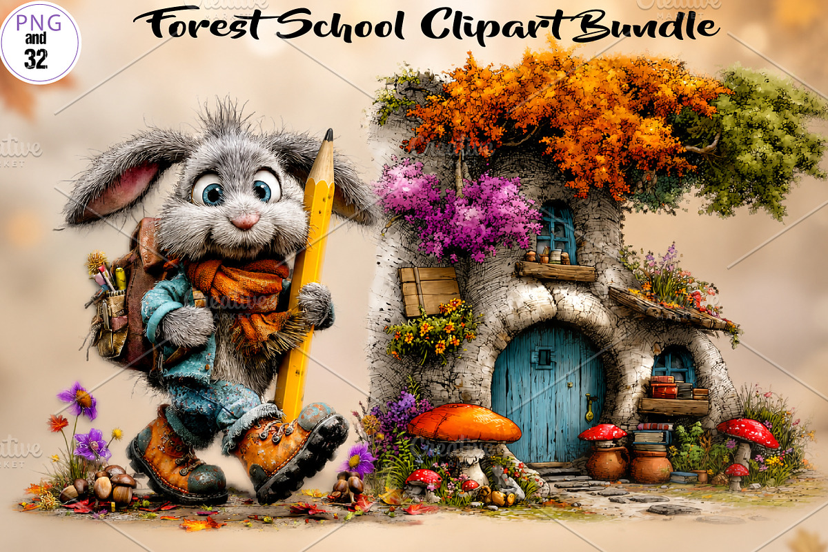 Forest School Clipart Bundle, a Seasonal Illustration by CreationArt (Photo 1 of 7)