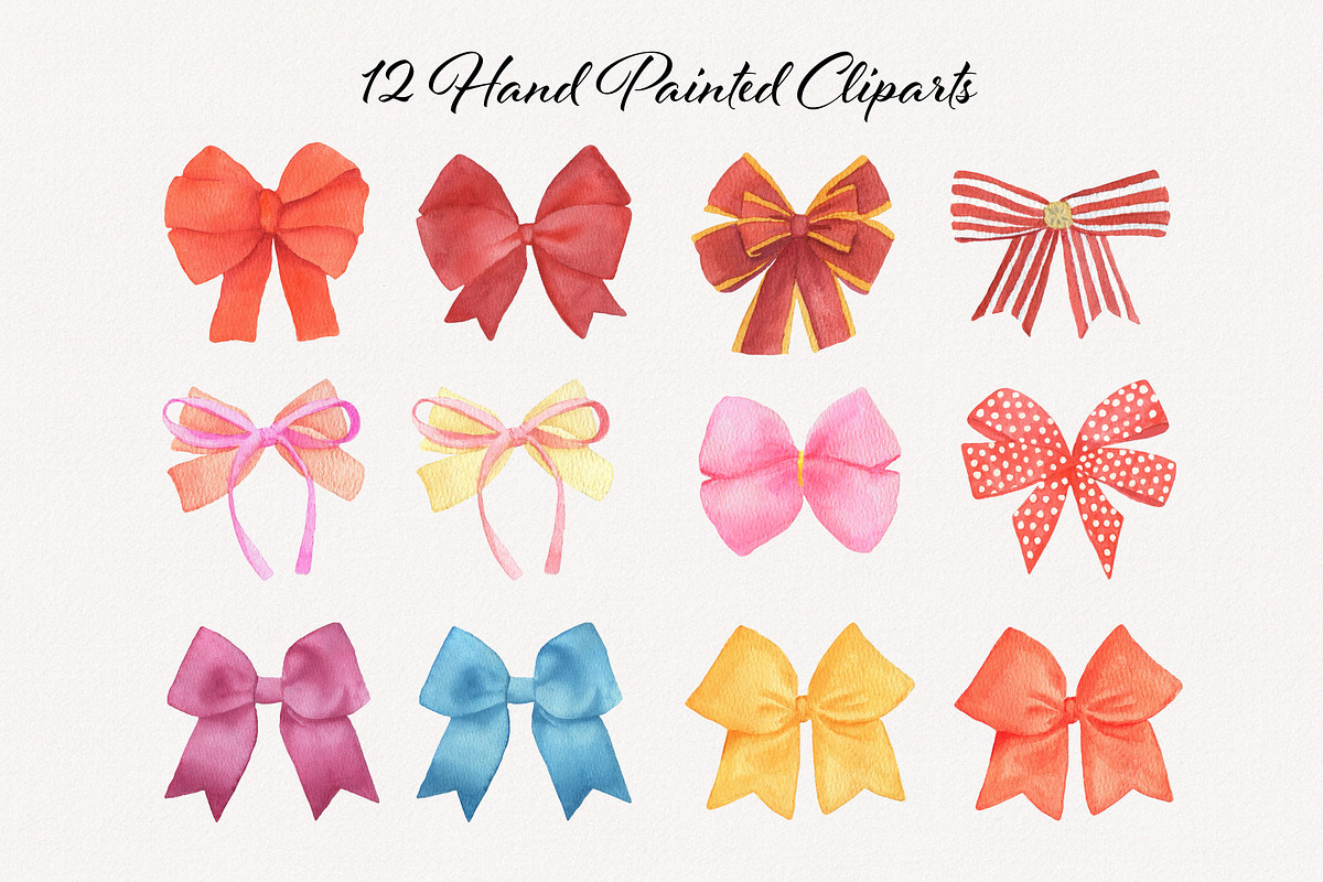 Bows Watercolor Collection, a Decorative Illustration by ElenaPlatovaArt (Photo 2 of 7)