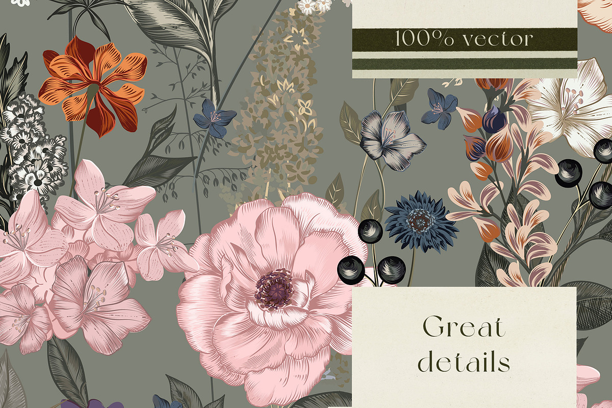 Retro Garden seamless patterns set, a Pattern Graphic by FleurArt (Photo 5 of 7)