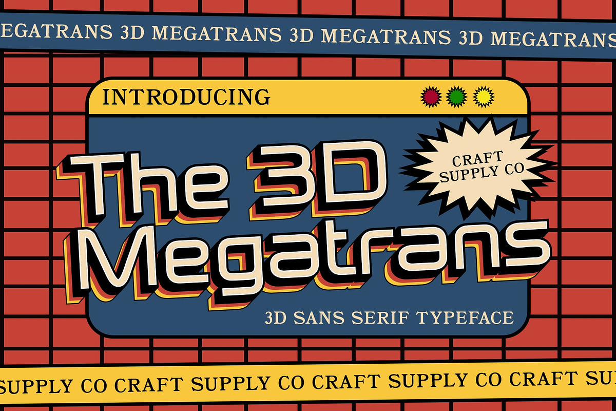 Megatrans 3D, a Sans Serif Font by Craft Supply Co. (Photo 1 of 8)