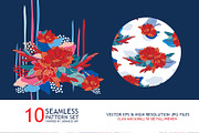 10 Japan Seamless floral pattern set, a Pattern Graphic by Anttoniu (Thumbnail 1 of 5)