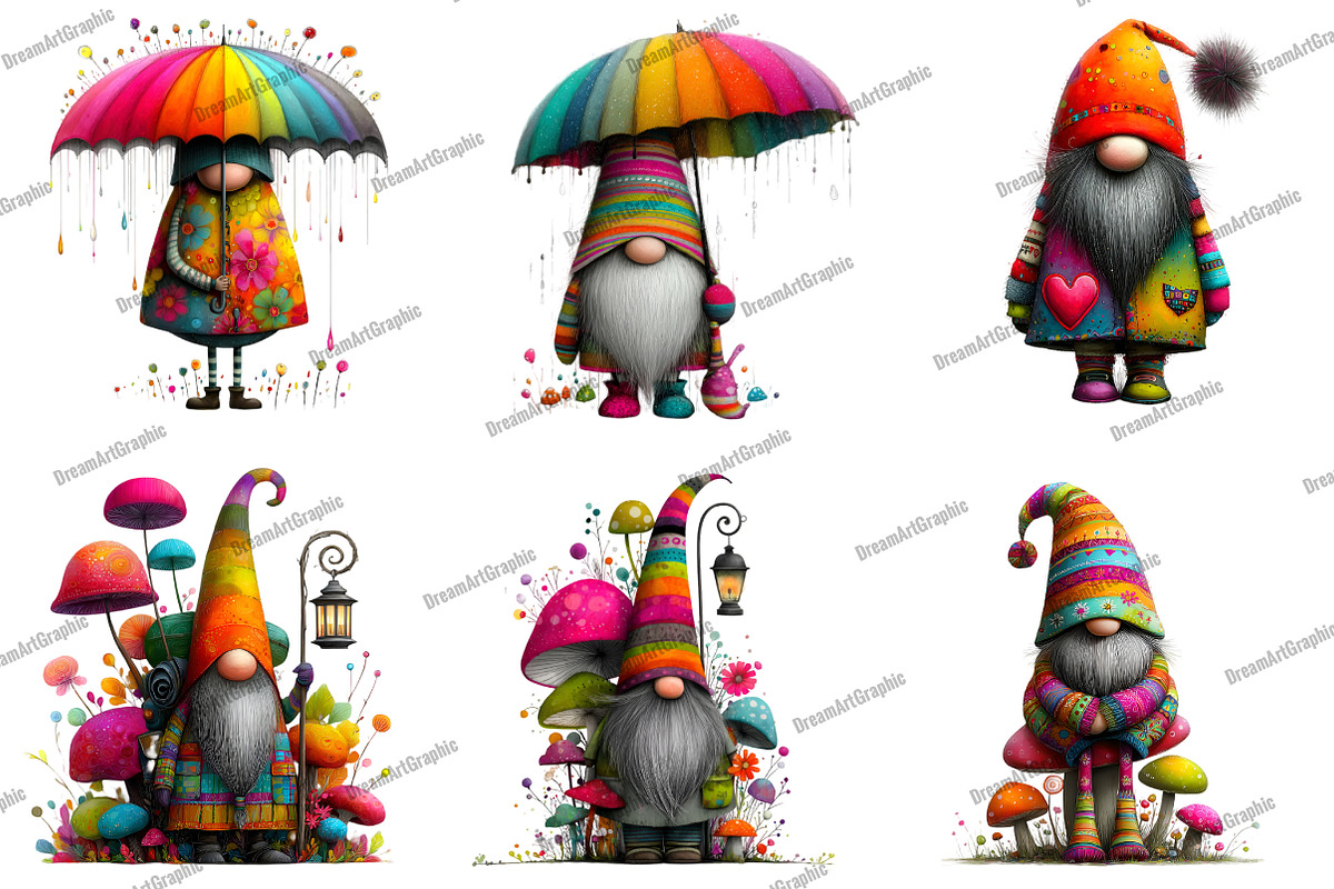 Watercolor Whimsical Gnome Clipart, an Illustration by DreamArtGraphic (Photo 5 of 5)