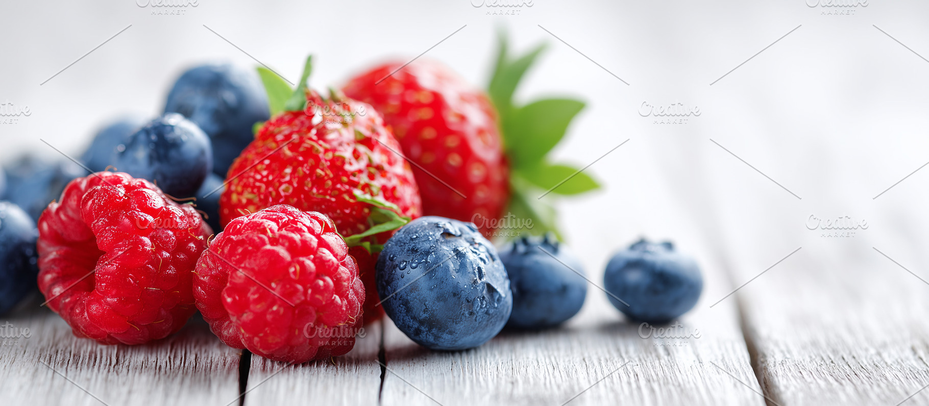 Fresh strawberries, raspberries, a Food & Drink Photo by MistyDay