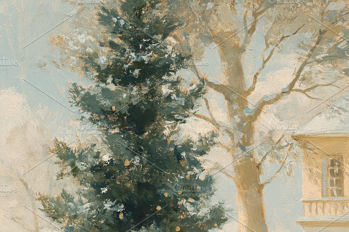 Victorian holiday scene painting showing a group of families gat, an Illustration by Studio ANNA