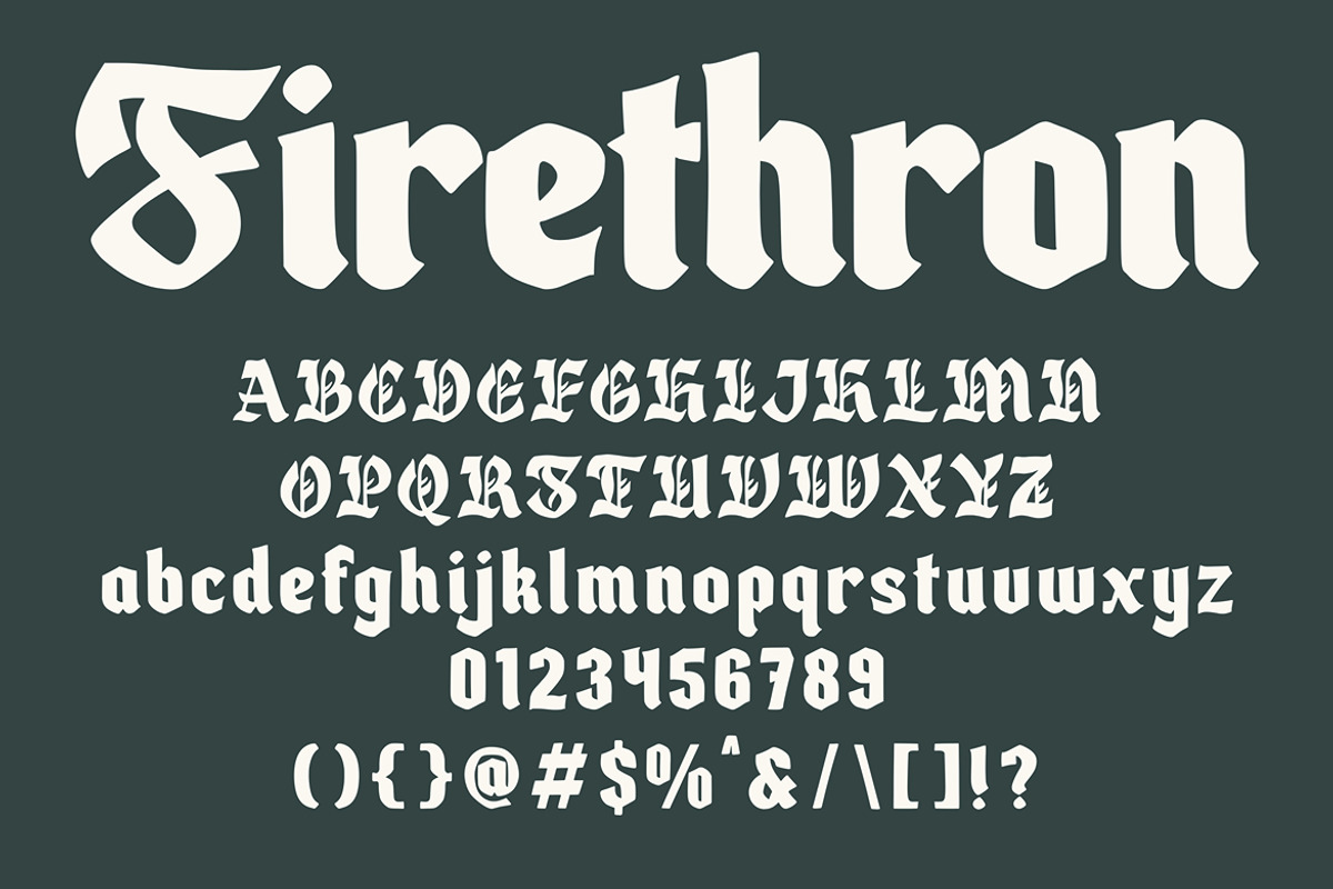 Firethron – Organic Blackletter Type, a Blackletter Font by Arendxstudio (Photo 9 of 9)