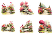 Spring Flowers Pathway Clipart, an Illustration by CreationArt (Thumbnail 3 of 7)