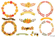 Autumn wreath clip art, an Illustration by Pravokrugulnik (Thumbnail 1 of 2)