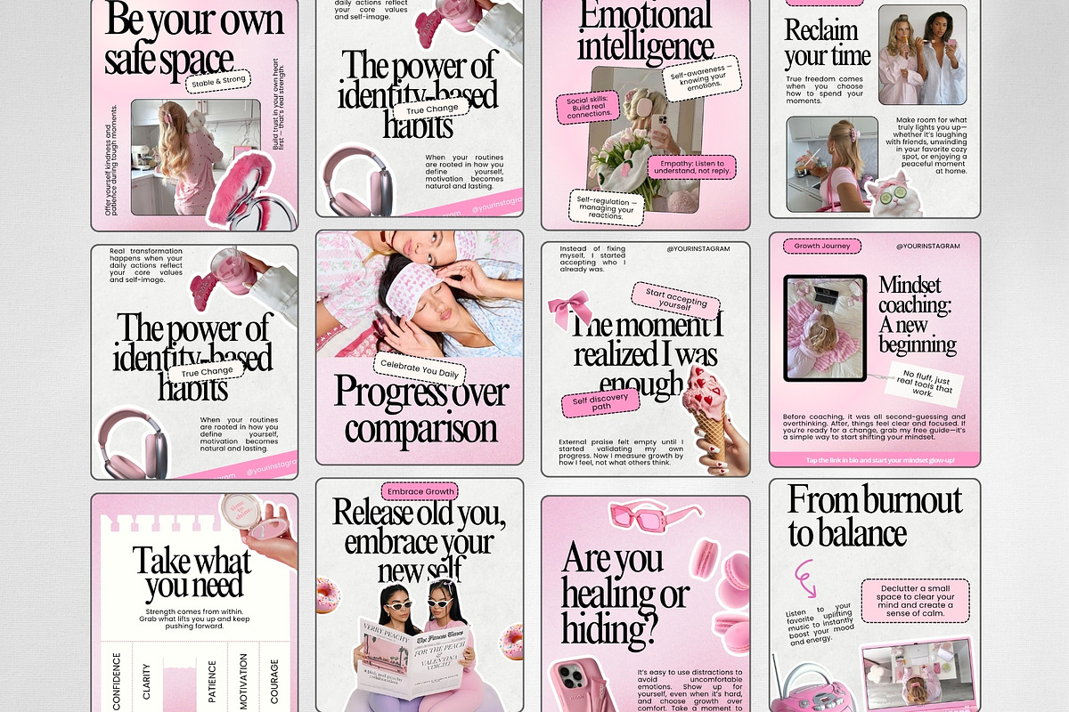 Pink Mindset Coach Instagram Template preview 2