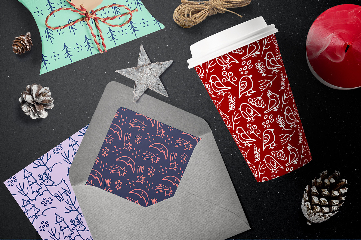 Winter Doodle Patterns set, a Pattern Graphic by Ekaterina Goncharova (Photo 7 of 7)