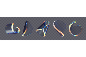 Set of 3d transparent glossy twist, an Illustration by Liudmyla Matviiets