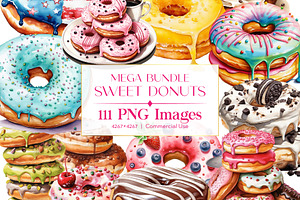 111 Digital Donut Illustrations Pack