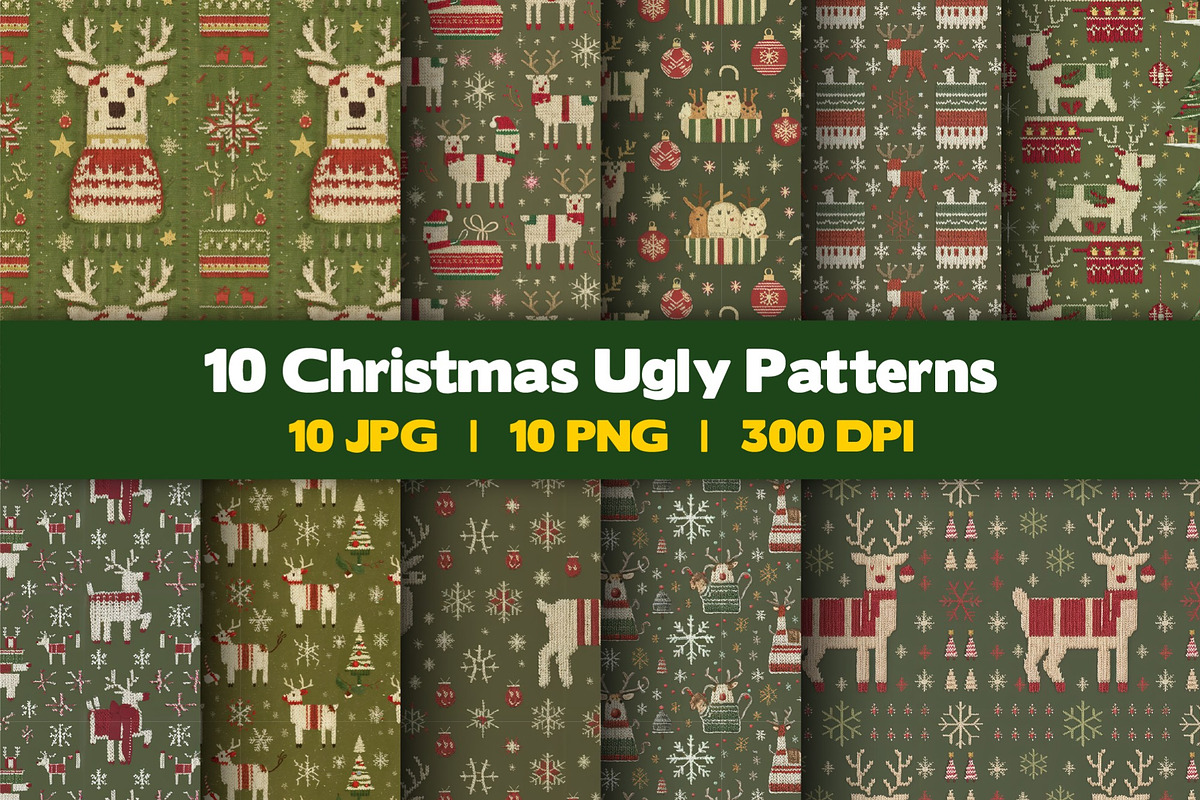 Christmas Ugly Seamless Pattern, a Pattern Graphic by DIYnArtShop (Photo 1 of 11)