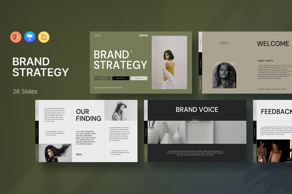 Brand Strategy Presentation Template, a Presentation Template by Slide_Genius1 (Photo 1 of 6)