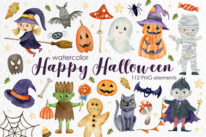 Watercolor Halloween Collection.