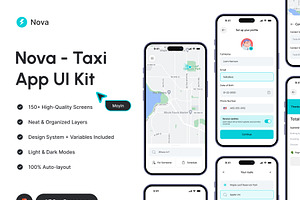 Nova - Electric Taxi App UI Kit, an UI Kit Template by Moyin