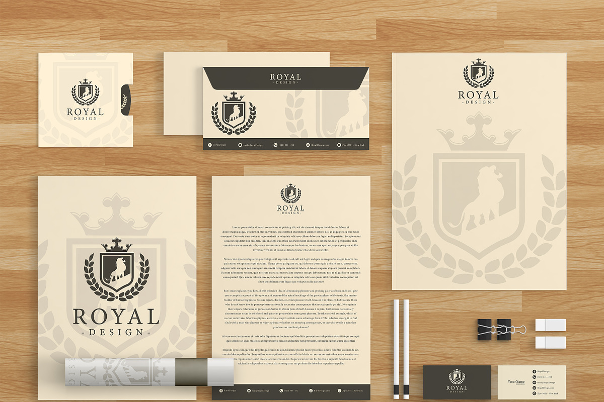 Royal Design Brand Identity Template, a Product Mockup by MusiqueDesigns (Photo 1 of 5)
