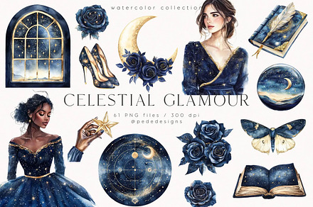 Celestial Glamour, a Decorative Illustration by PeDe Designs