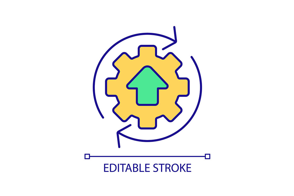 Rotating gear with upward arrow RGB, an Icon by IMG Visuals