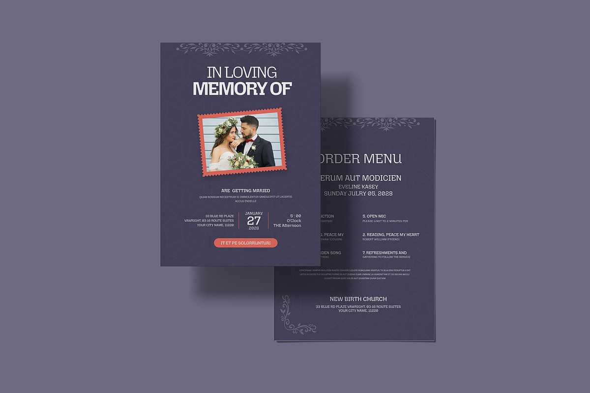 Simple Art Deco Funeral Program, an Invitation Template by Creatiya Type (Photo 3 of 6)