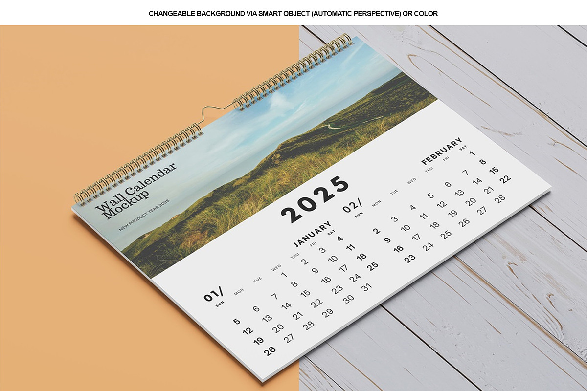 Landscape Wall Calendar Mockup, a Product Mockup by Tokobeta (Photo 8 of 9)