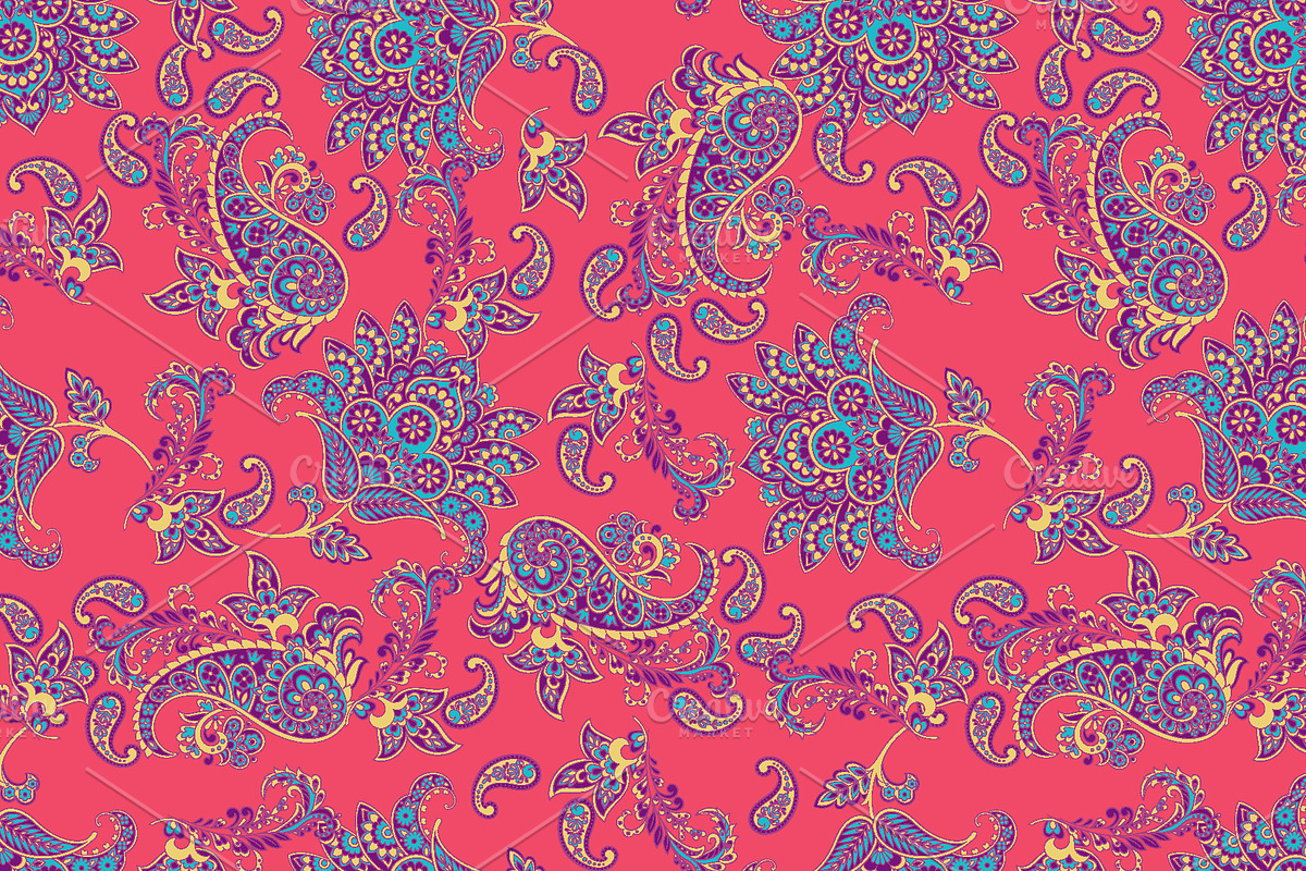 6 Paisley Seamless Floral patterns, a Pattern Graphic by antalogiya (Photo 2 of 7)