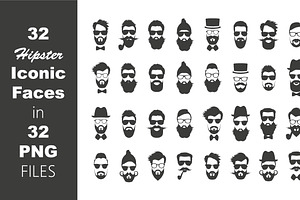 32 ICON STYLE HIPSTER FACE