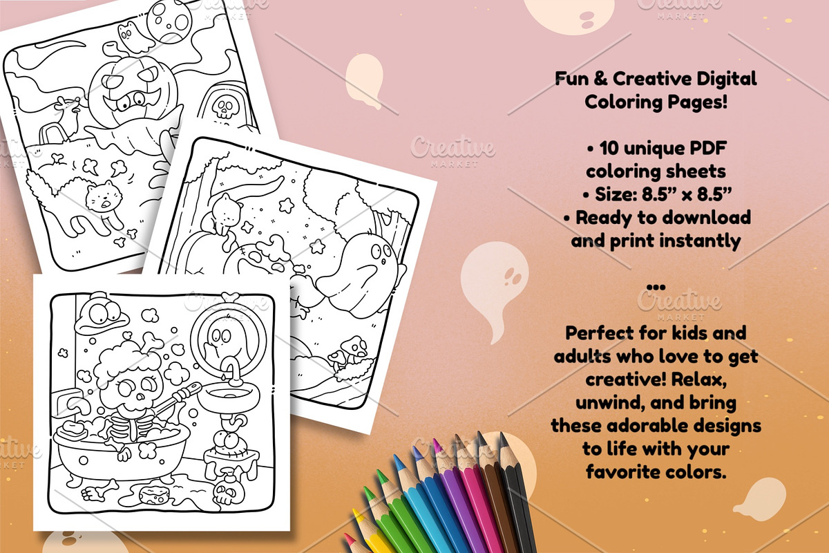 Spooky Cute Halloween Coloring Pages, an Education Illustration by Bold & Easy Coloring Book (Photo 2 of 4)