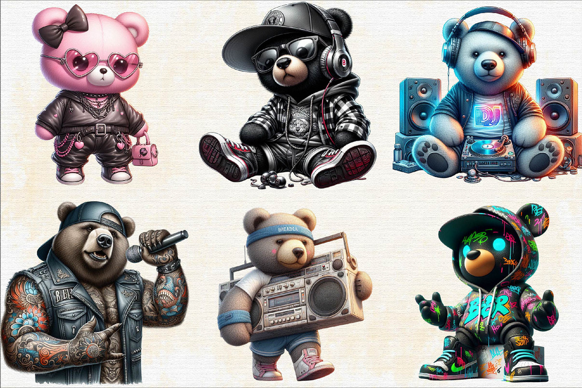 Streetwear Teddy Bear Black Sublimat, an Illustration by SVGArt (Photo 2 of 8)