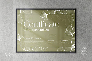 Green Floral Certificate, a Stationery Template by Neermana