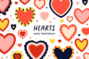 Cute hearts, love symbols set, a Decorative Illustration by Good Studio (Thumbnail 1 of 8)