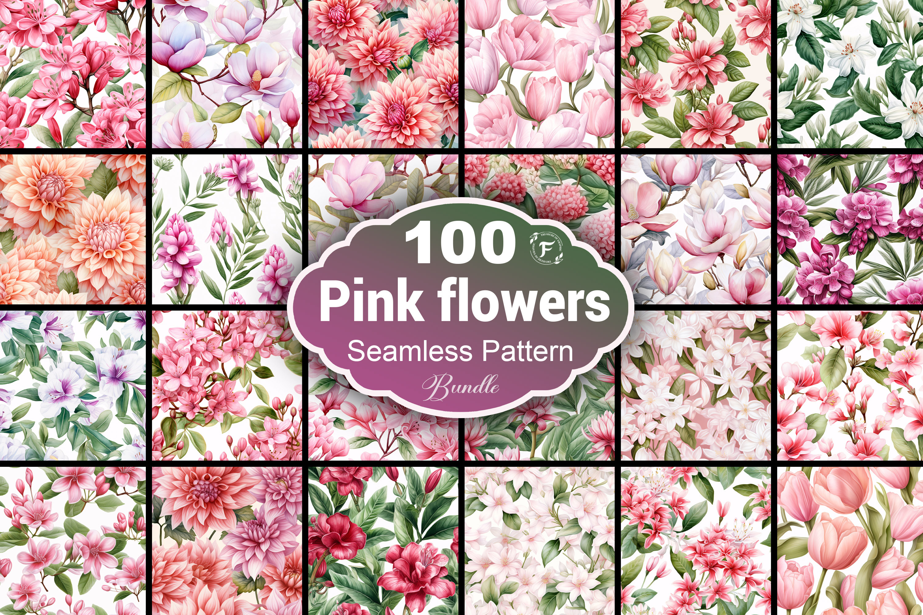 Watercolor Pink flowers pattern, a Pattern Graphic by Forhadx5